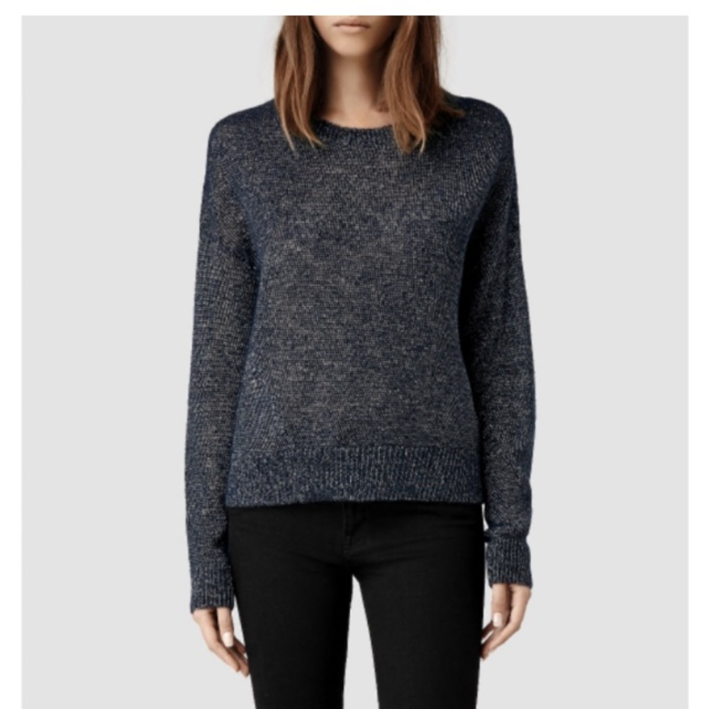 All Saints blue and metallic silver sweater Sz. S